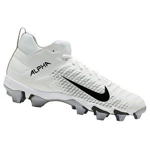NIB Nike Alpha Menace 2 Shark Cleats, White/Silver, Baseball Football Size: 8